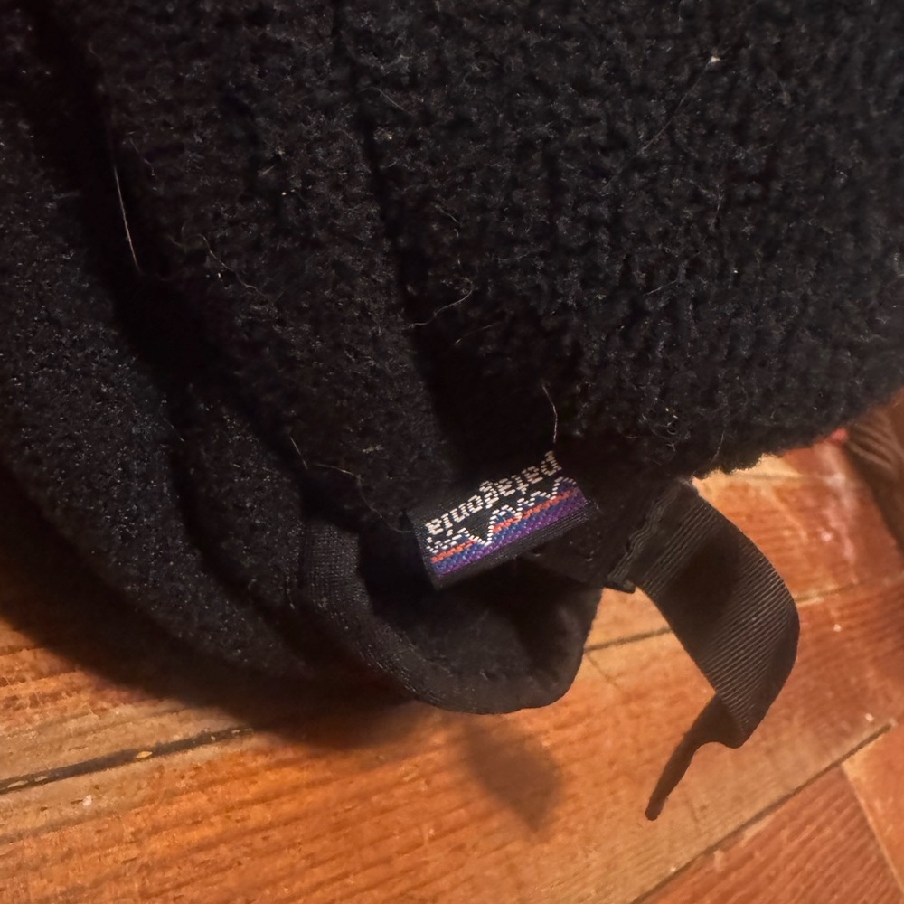 Vintage Patagonia Duckbill Fleece Hat Cap Ear Flaps Black Medium USA - Picture 3 of 5
